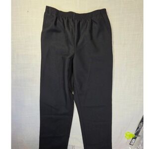 Alfred Dunner Mens Black Elastic Waist Pull On Straight Leg Pants Siz